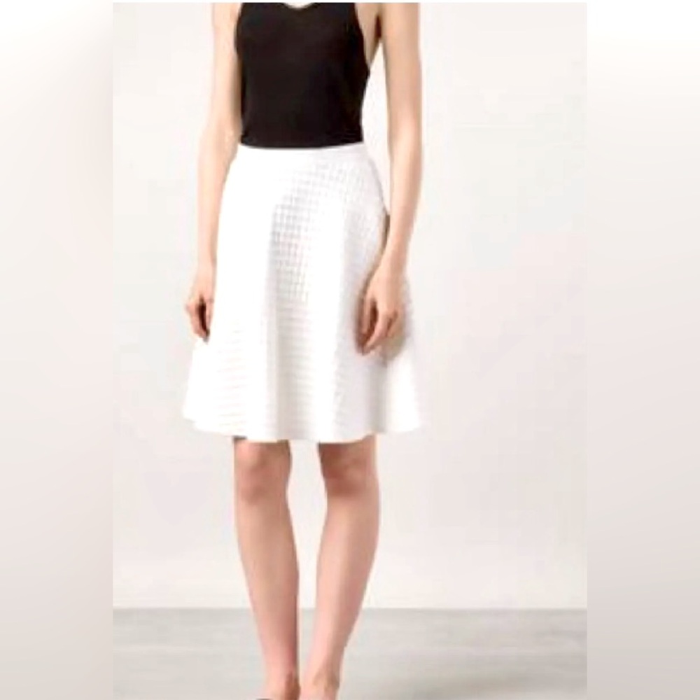 Theory White Textured A-Line Skirt